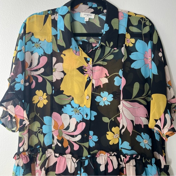 UMGEE Women’s Size Lg Short Sleeve Floral Blouse - Picture 5 of 11